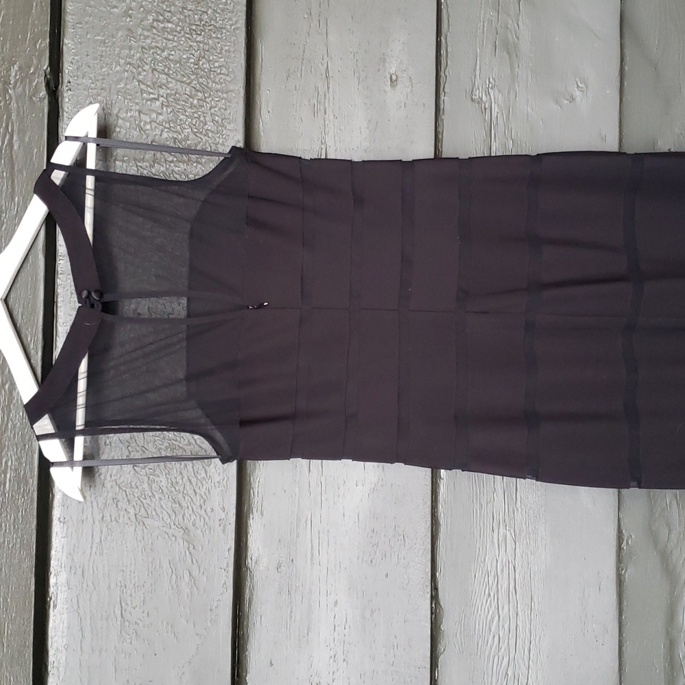 WHITE HOUSE BLACK MARKET Sleeveless Shadow Stripe Black Gown sz 6 NEW Women's - Picture 6 of 13